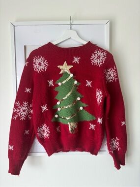 Red Christmas Tree Sweater - Women's Holiday Knit